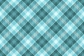 Oriental background check fabric, screen texture textile pattern. Spring tartan seamless plaid vector in cyan and light cyan Royalty Free Stock Photo