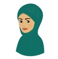 Oriental Beautiful Arab girl in bright green colored hijab.