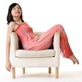 Oriental beauty sit on chair