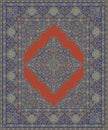 Oriental blue and orange carpet