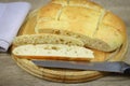 Oriental bread on a cutting board Royalty Free Stock Photo