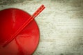 Oriental ceramic plate and chopsticks in red Royalty Free Stock Photo