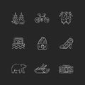 Oriental chalk white icons set on dark background. Royalty Free Stock Photo