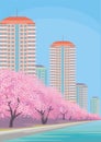 Oriental cherry in the city Royalty Free Stock Photo