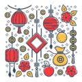 Oriental culture, Chinese New Year symbols, luck and wealth