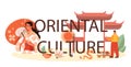 Oriental culture typographic header. Professional scientist researching