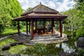 Oriental decorative arbor in a pond