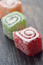 oriental delicacy Turkish delight. colorful marmalade. vertical photo