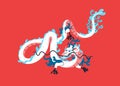 Oriental eastern dragon. Chinese New Year symbol. Asian lizard monster. Festive China animal. Fantasy orient east Zodiac Royalty Free Stock Photo