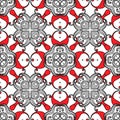 Oriental ethnic style Paisley vector seamless pattern. Black white red floral ornament on white background. Geometric Royalty Free Stock Photo