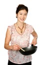 Oriental female with wok Royalty Free Stock Photo