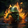 Oriental fire bellied toad green leaf china Royalty Free Stock Photo