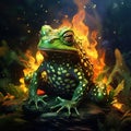 Oriental fire bellied toad green leaf china Royalty Free Stock Photo