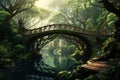 Oriental forest bridge. Generate Ai