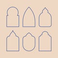 Oriental frames outline set. Islamic inspiration. Vector illustration, flat design