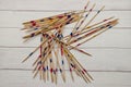 Oriental game of Mikado, Shanghai game. Colored pick up sticks Royalty Free Stock Photo