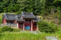 Oriental gate building with tiled roof