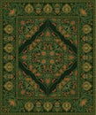 Oriental green carpet with pomegranate