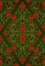 Oriental green pattern with pomegranate