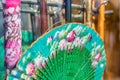 Oriental japan fan set isolated. Traditional paper chinese or japanese geisha colourful folding fans