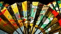 Oriental japan fan set on white background. Traditional paper chinese or japanese geisha folding fans