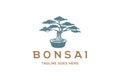 Oriental Japanese Bonsai Mini Small Plant Tree on Pot Silhouette Logo Design Vector Royalty Free Stock Photo