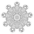Oriental kaleidoscope black and white. Pattern coloring for adults. Hand drawn illustration. - Vector