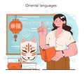 Oriental language concept. Japanese or chinese school listening