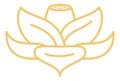 Oriental lotus golden line icon. Chinese decoration