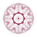 Oriental mandala design decorative element. Symmetric red round ornament. Abstract doodle Royalty Free Stock Photo