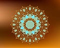 Oriental mandala motif round lace pattern on the gradient a background