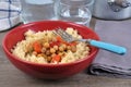 Semolina couscous with vegetables on a plate