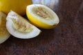 Oriental melons on the marble plate