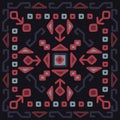 Oriental mosaic square rug kilim. Traditional geometric ornaments. Vector original design