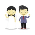 Oriental newlywed couple in cartoon style Vector illustration