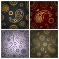 Oriental paisley seamless patterns set. Collection of floral abstract backgrounds. Royalty Free Stock Photo