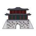 Oriental palace icon cartoon isolated