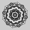 Oriental pattern with mandala, illustration. Rounded mandala with grey background. Ornamental luxury mandala Royalty Free Stock Photo