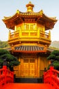 The oriental pavilion of absolute perfection in Nan Lian Garden, Chi Lin Nunnery, Hong Kong. The name of the tower means `Perfect Royalty Free Stock Photo