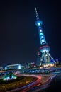 Oriental Pearl Tower illuminated at night in Shanghai Pudong Lujiazui business disctrict Royalty Free Stock Photo