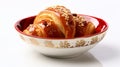 Oriental Red And White Bowl With Croissant: A Creative Commons Attribution Image By Stephen Shortridge