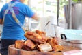 Oriental Roast Pork Belly on wooden chopping board. Royalty Free Stock Photo