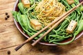 Oriental vegetable salad with pasta Royalty Free Stock Photo