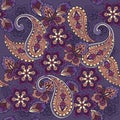 Oriental seamless paisley pattern on a blue background. Decorative ornament backdrop for fabric, textile, wrapping paper.