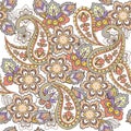 Oriental seamless paisley pattern in pastel colors. Decorative ornament backdrop for fabric, textile, wrapping paper.