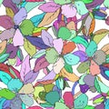 Oriental seamless pattern of multicolor flowers for fabric. Vector endless texture hand drawn. African colors for textiles