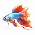 Realistic Fantasy Betta Fish Figurine On White Background