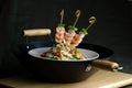 Oriental stir-fry with prawns and noodles Royalty Free Stock Photo