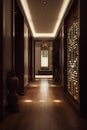 Oriental style hallway interior in luxury house or hotel Royalty Free Stock Photo