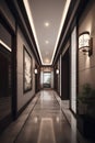 Oriental style hallway interior in luxury house or hotel Royalty Free Stock Photo